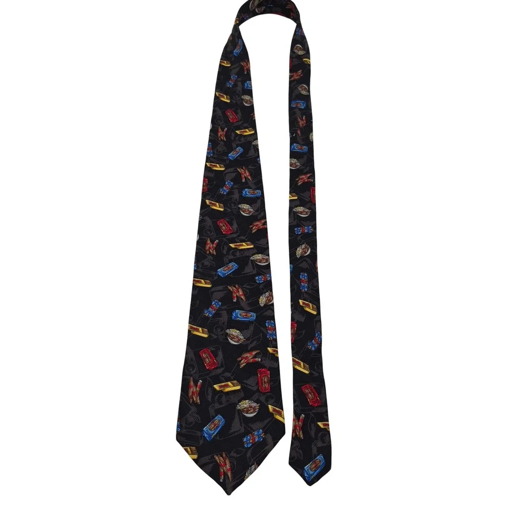 Resilio Mens Silk Necktie Black Novelty Cigar Print Smoking Theme Formal Tie